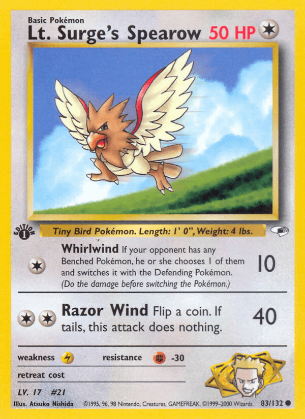 Lt. Surge's Spearow — Gym Heroes #83