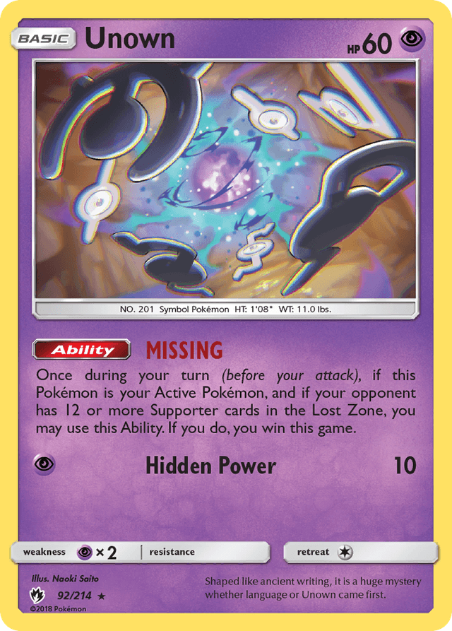 Unown — Lost Thunder #92