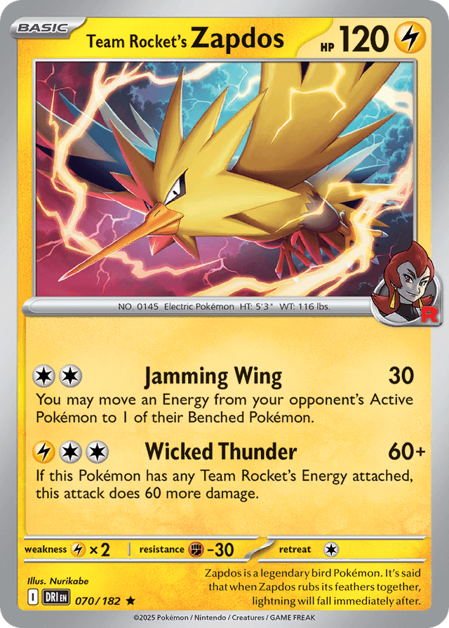 Team Rocket's Zapdos — Destined Rivals #70