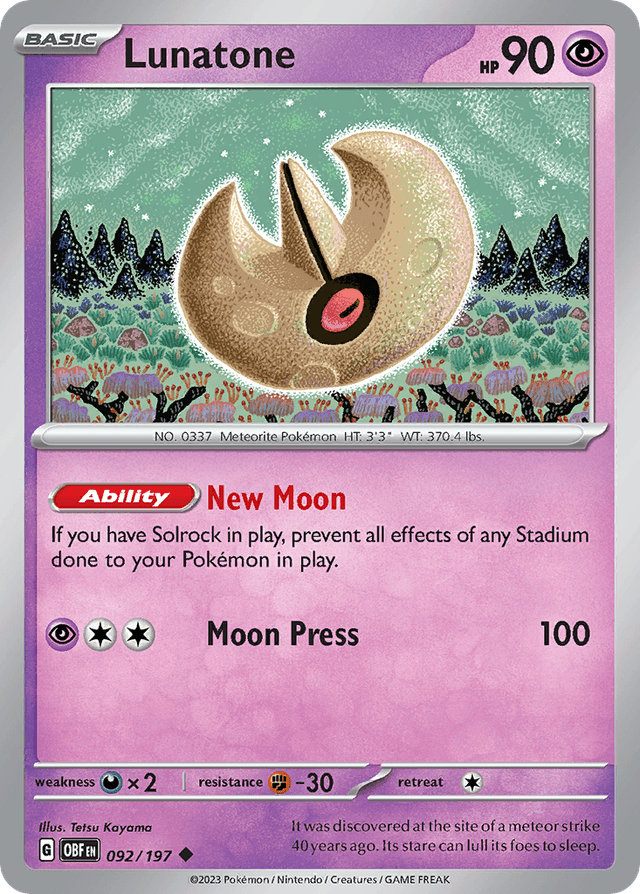 Lunatone — Obsidian Flames #92