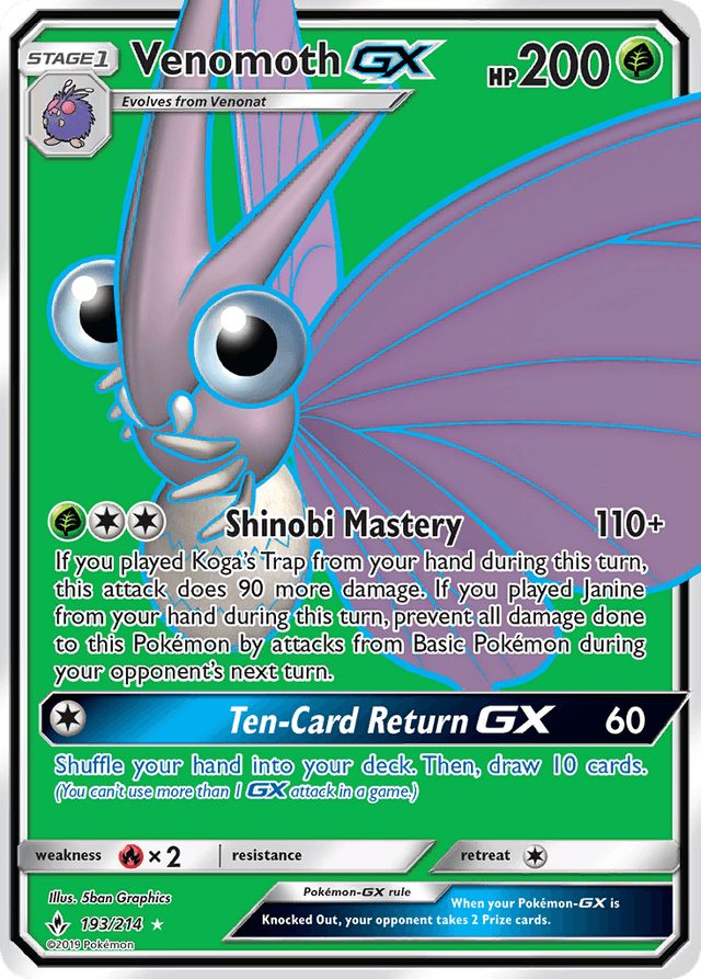 Venomoth-GX — Unbroken Bonds #193