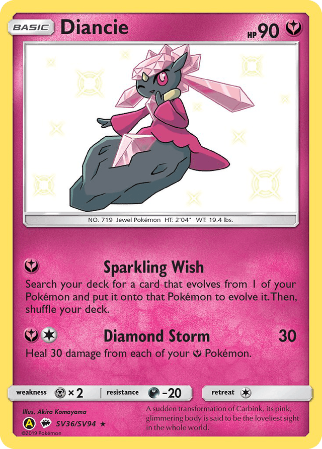 Diancie — Hidden Fates Shiny Vault #SV36
