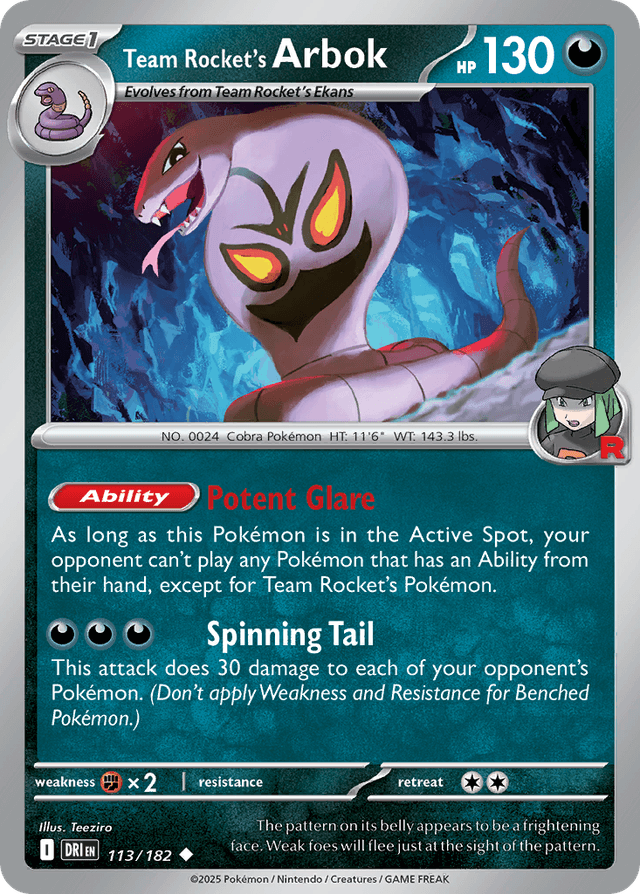 Team Rocket's Arbok — Destined Rivals #113