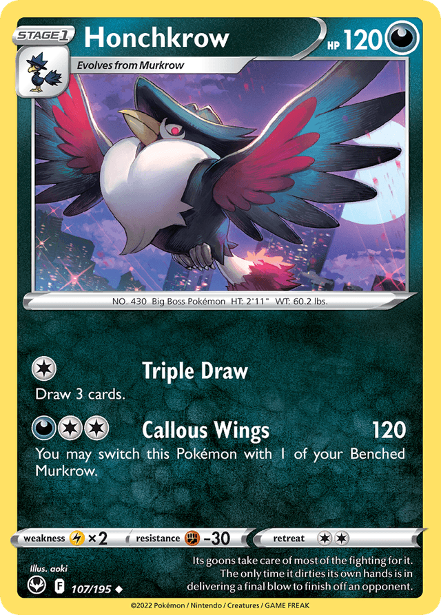 Honchkrow — Silver Tempest #107